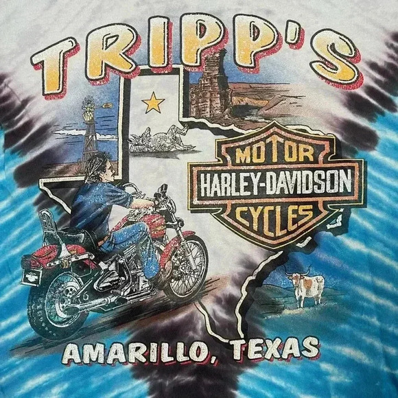 Vintage Harley Davidson all over print Amarillo, Texas t-shirt size medium - Picture 6 of 6
